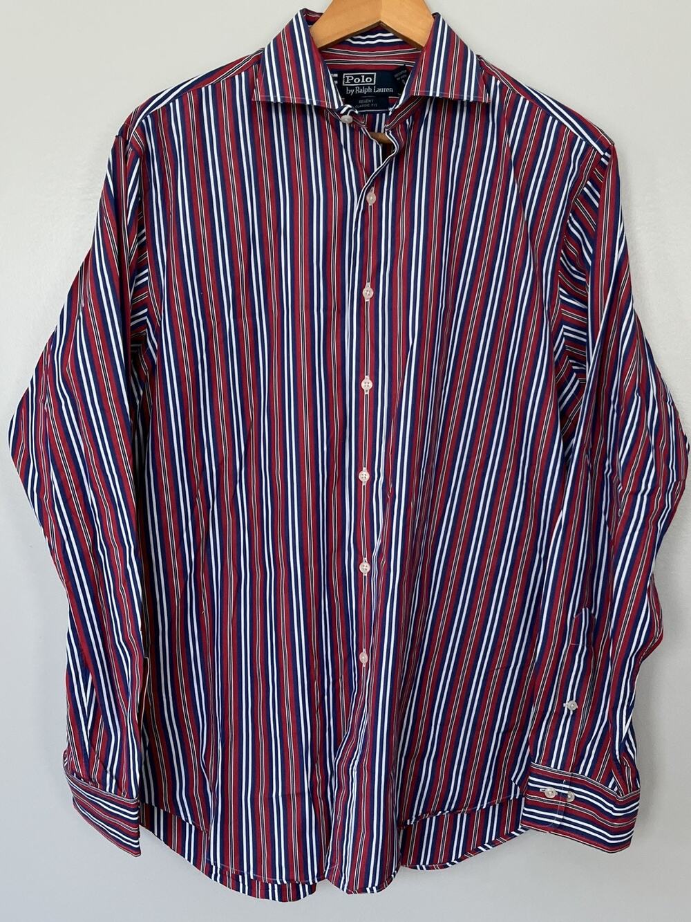 Polo Ralph Lauren Regent Classic Fit Red White Blue Stripe Shirt Men’s 16.5/L